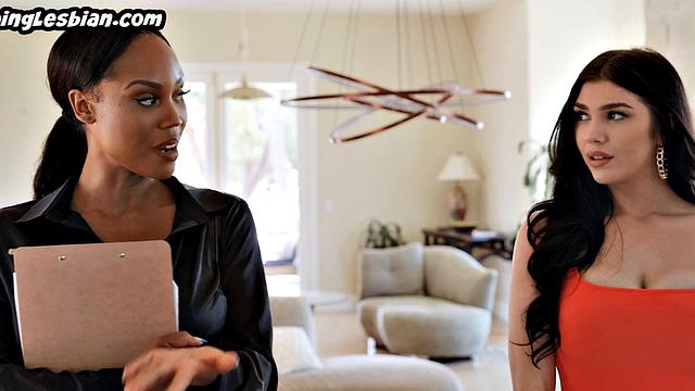 Busty Ebony babe facesitted by GF in pussyeating sex