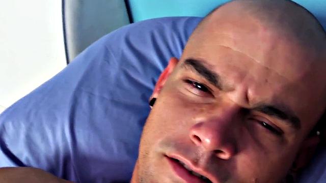 Amateur Latin jock solo masturbating with hands