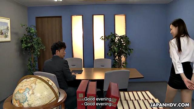 Misaki Yoshimura is the office slut and wants co-worker's cock