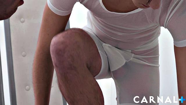 Muscular gay apprentice gets pounded hard in a sweaty office interview