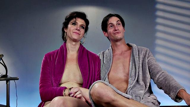 Smalltitted transgender fucks guy's ass in missionary