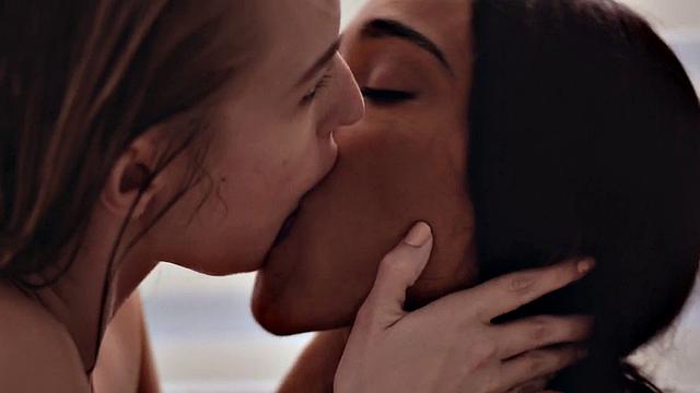 Kinky blondes get wet and wild in the bathtub while tribbing and licking each other's bald pussies