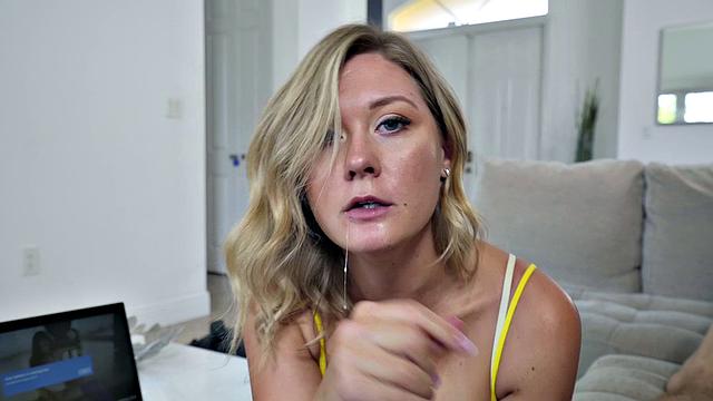 Naughty blonde MILF in thong gets pounded hard in reverse cowgirl & handjob action