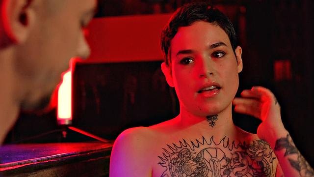 Saba, puny ash-blonde with short hair, likes tough BDSM with strangers, spurting and fellatios - uber-sexy XXX porn!