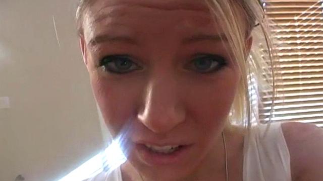 A kinky blonde teen use her feet to please herself with a dildo toy