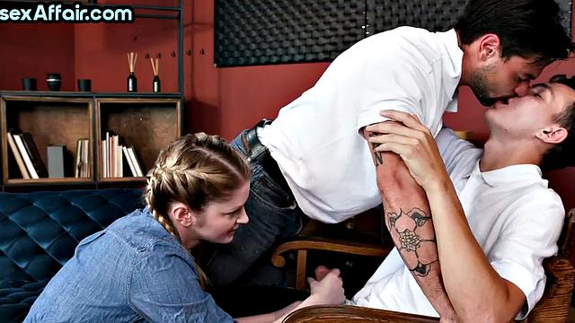 Bisexual babe and her BF fucked together in threesome