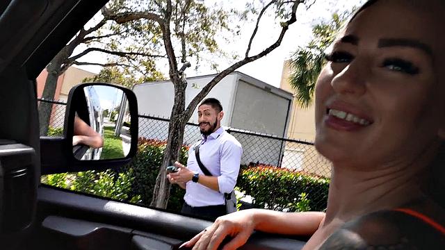 Picked up jock with tattoos fucks gay in bus till cum