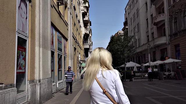 Watch this tattooed Euro chick take on four guys in reverse cowgirl & deepthroat action