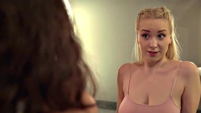 Busty teen babes enjoy 3some suck and fuck in hostel room