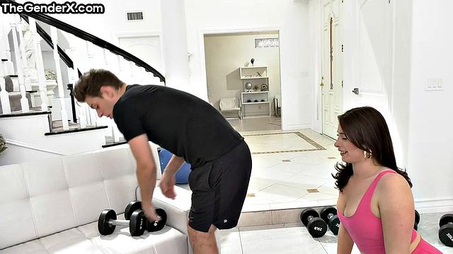 Cute tgirl bouncing on BF cock