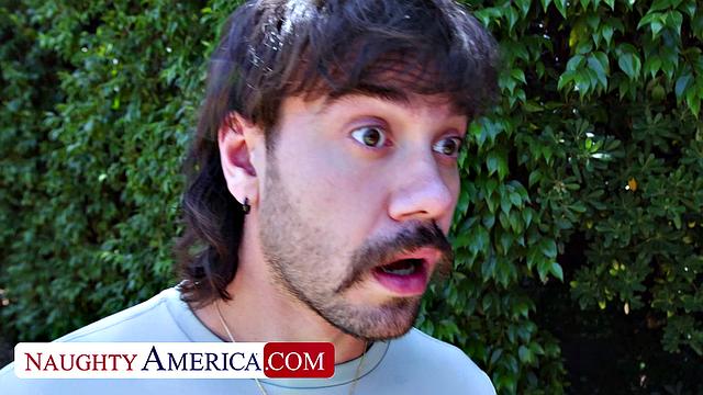 Busty Milf Billie Jean Austin gives her son's friend two big ol' tits to suck and fuck