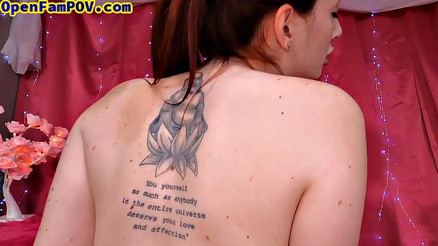 Cutie ginger stepdaughter deepthroating in POV