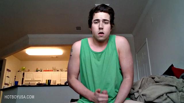 We look in on young Cole Summers for another one of hi jerk off sessions, and in no time he's pulling that stiff meat out the leg of his shorts. He gives his dick some attention, before finally ditching the shorts and stroking with determination.