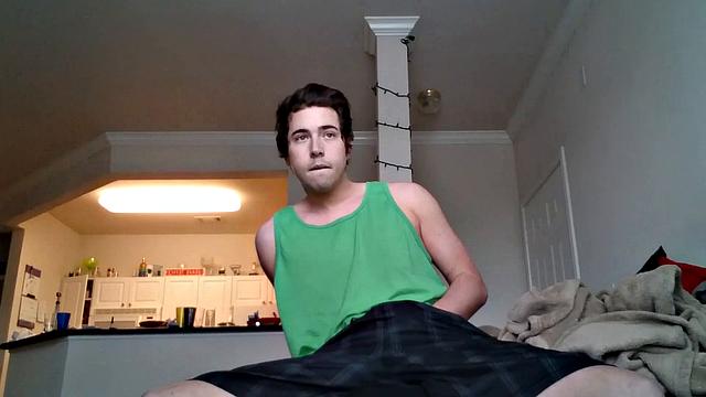 We look in on young Cole Summers for another one of hi jerk off sessions, and in no time he's pulling that stiff meat out the leg of his shorts. He gives his dick some attention, before finally ditching the shorts and stroking with determination.