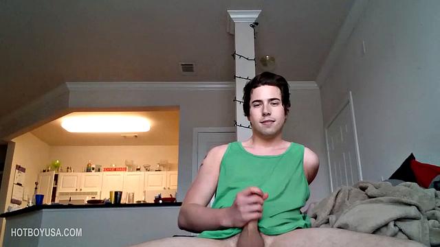 We look in on young Cole Summers for another one of hi jerk off sessions, and in no time he's pulling that stiff meat out the leg of his shorts. He gives his dick some attention, before finally ditching the shorts and stroking with determination.