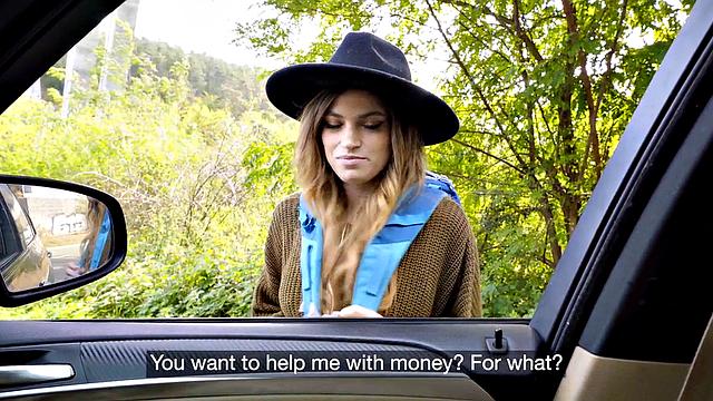 Picked up babe pussyfuckes outdoors