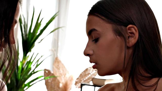 MILF lesbian licks petite lez pussy while fingering