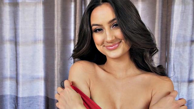 Busty Young Brunette Fingers Wet Pussy After A Striptease