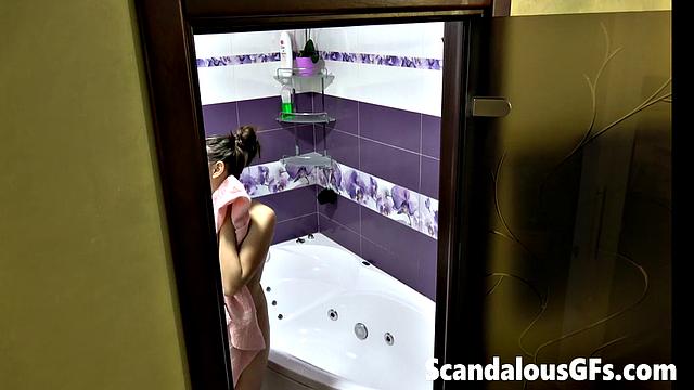 Watch my girl shower nice and slow in the bathtub