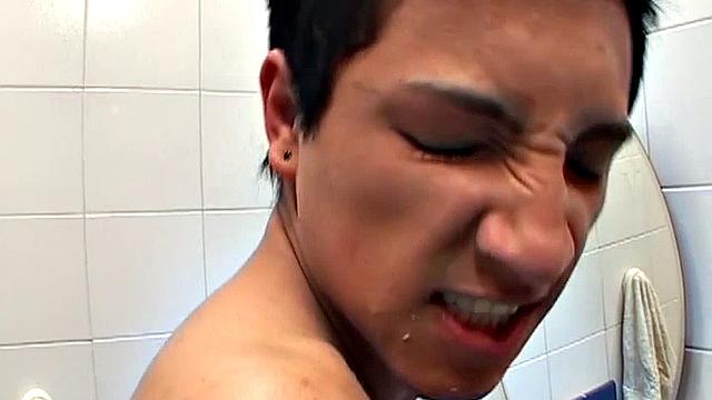 Young Latinos Damian and Richard are in the bathroom kissing and stripping, and it isn't long before the two are naked and sucking on each other's big uncut dick.