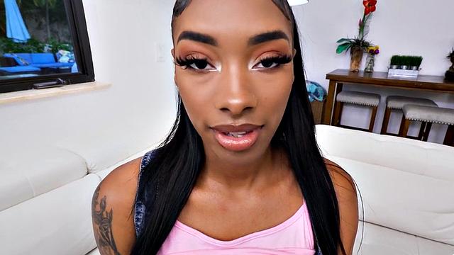 Big-titted black slut smashed by BWC in pussy