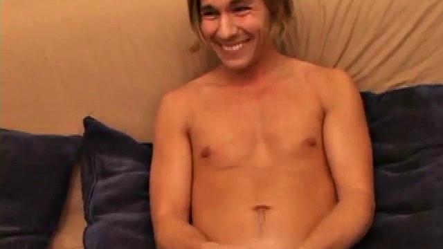 We look in on long-haired Brock LaBelli already starting on his hard on. He settles back into the sofa and goes right to work bringing that bulge to perfect hardness, while savoring every stroke.