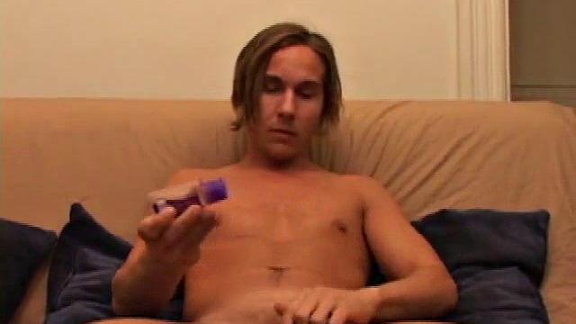 We look in on long-haired Brock LaBelli already starting on his hard on. He settles back into the sofa and goes right to work bringing that bulge to perfect hardness, while savoring every stroke.