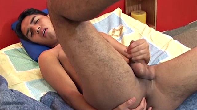 Latin twink Bernard wakes up with a case of morning wood and decides to relieve the tension.  The covers come off and he strips naked. A boy fucking him would be ideal right now, but his finger will have to do.