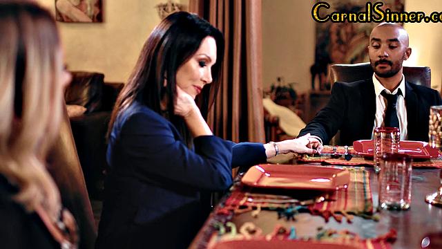 Classy big-titted MILF doggystyled while boss watches