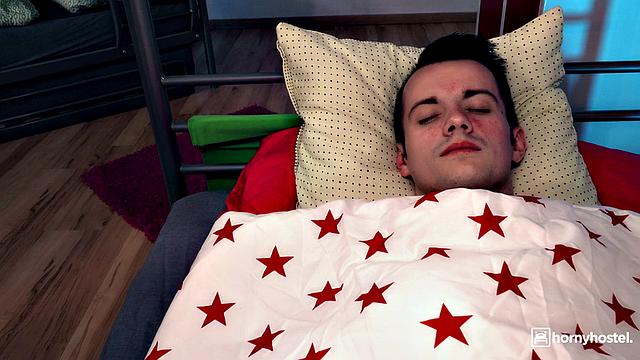 Sexy girl in threesome at the hostel