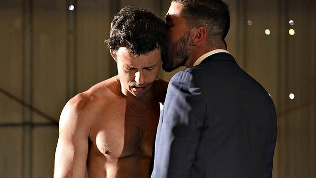 Dominant inked stud fucks ass with cock and bat