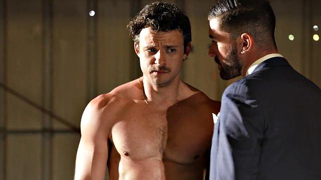 Dominant inked stud fucks ass with cock and bat