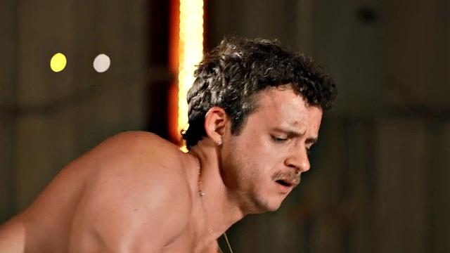 Dominant inked stud fucks ass with cock and bat