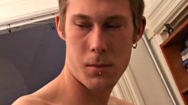 Horny amateur Brent Stenson decides that the kitchen table is a good place to stroke out a load. He pulls out his growing cock and, after a serious stroking session, blows a massive cum shot onto the table and his skateboard.
