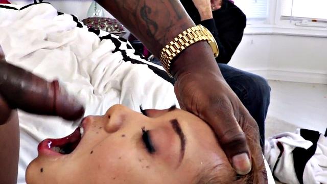 Greedy Asian wife cuckolding her husband with black cock sex