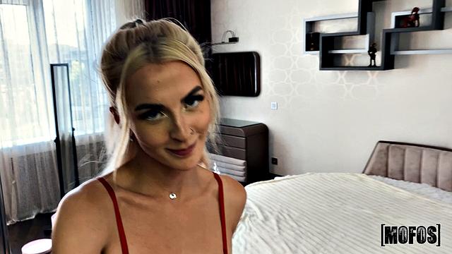 Slutty Blonde Receives Big Package