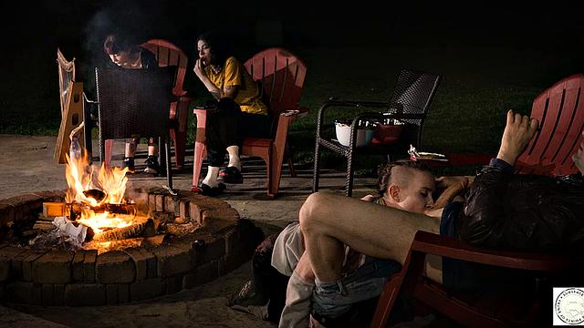 Submissive service by the fire