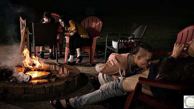 Submissive service by the fire