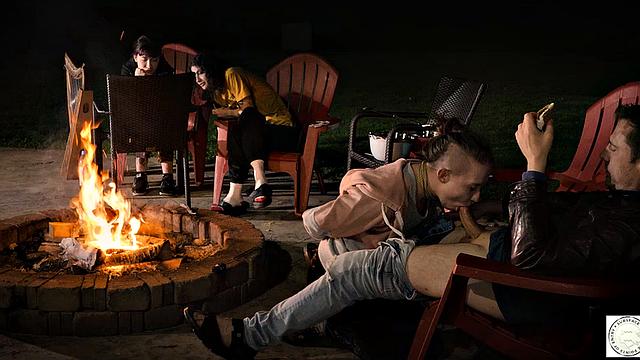 Submissive service by the fire