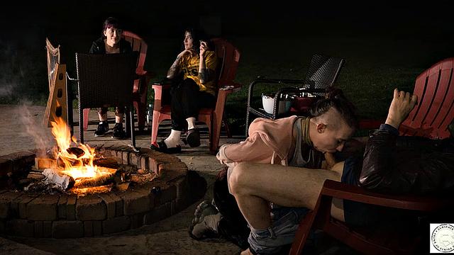 Submissive service by the fire