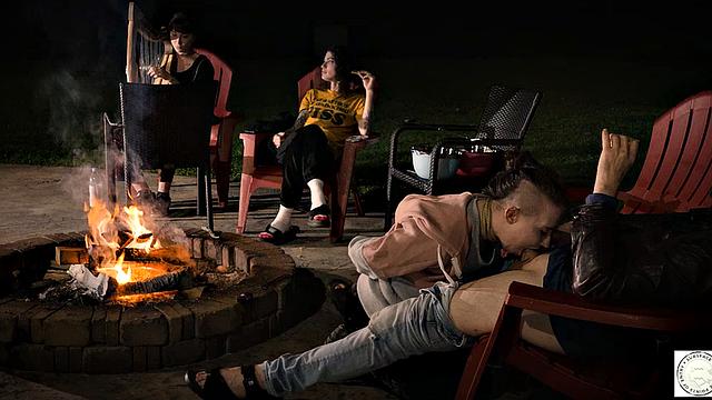 Submissive service by the fire