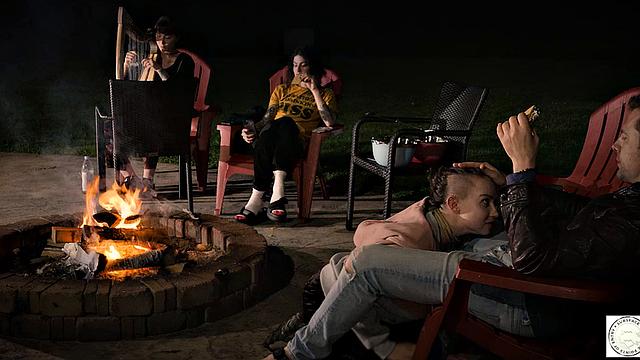 Submissive service by the fire