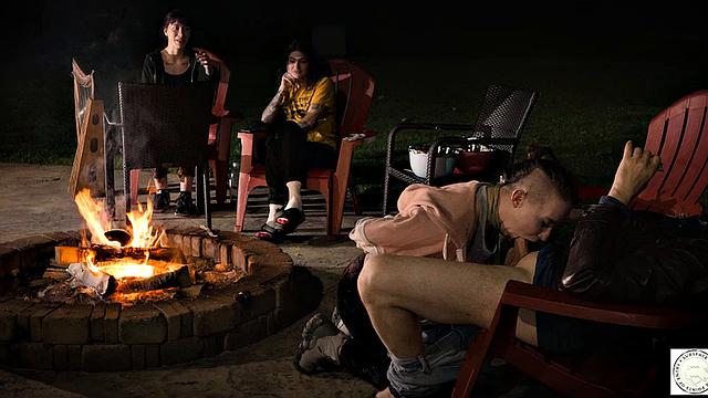 Submissive service by the fire