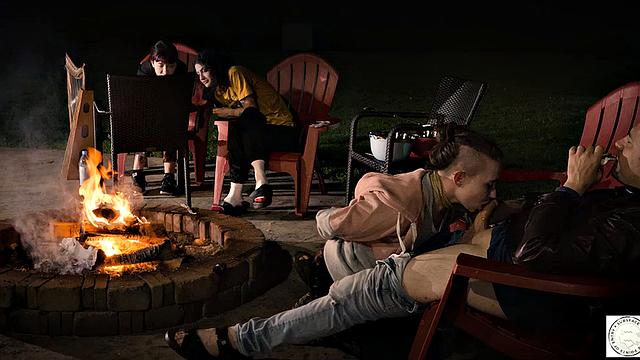 Submissive service by the fire