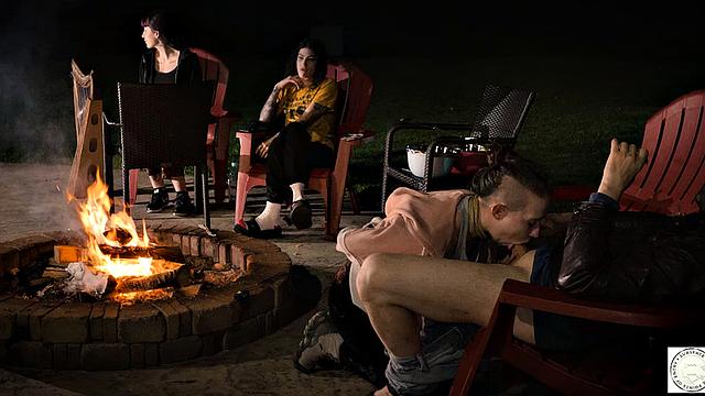 Submissive service by the fire