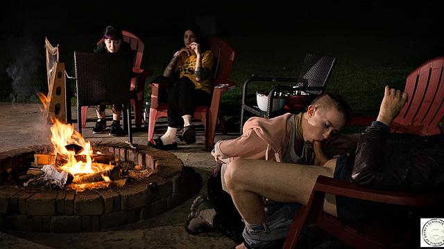 Submissive service by the fire