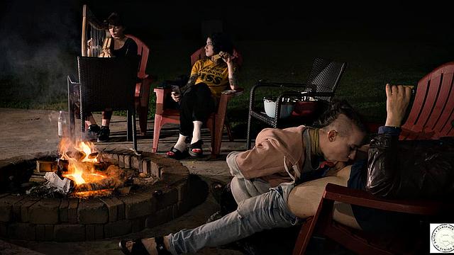 Submissive service by the fire