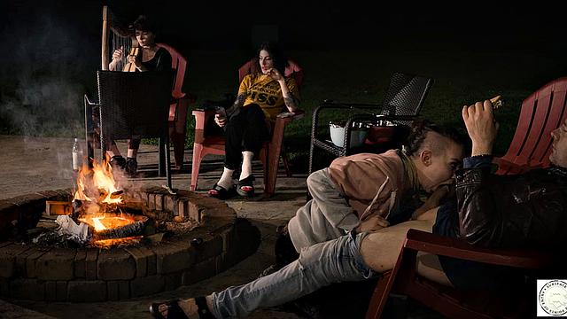 Submissive service by the fire