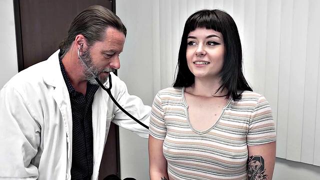 Cute patient throat doctor in a 3some