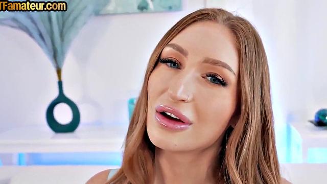 Busty babe POV sucks cock and gets pussynailed by her BF